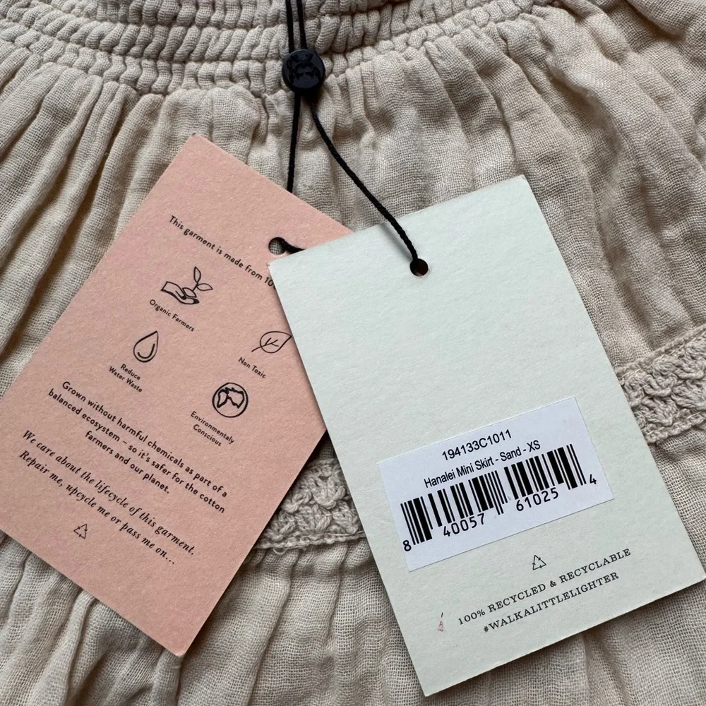NEW! Spell & the Gypsy Collective Organic Cotton Sand Hanalei Skirt XS PriceFirm